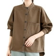 thumbnail image 2 of Craaazy Button Down Shirts For Women Twill Solid Color Long Sleeved Shirt Gifts For Women, 2 of 7