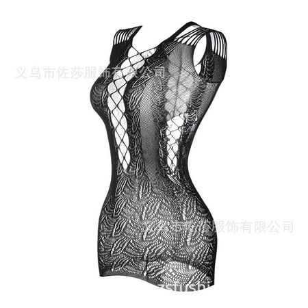 Generic Sexy Lingerie Women s Sexy Suspenders Black Cut-out Hip Skirt Dew Fishnet Clothes Jacquard See-through W092