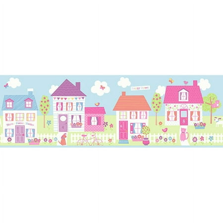 Brewster Happy Street Village Blue Border