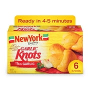 New York Bakery Hand-Tied Garlic Knots with Real Garlic, 6 Count Box, 7.3 Ounce