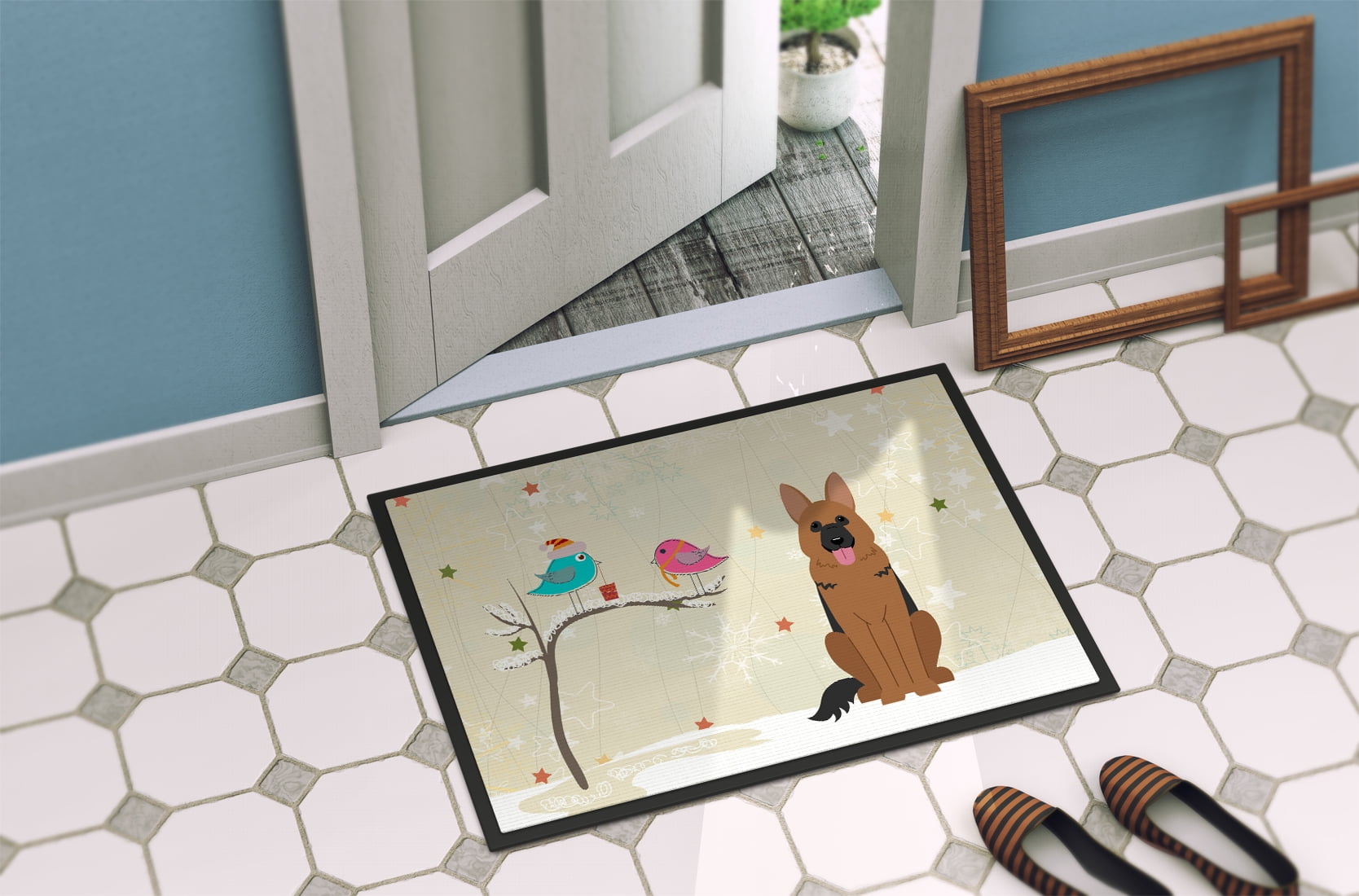 Carolines Treasures BB2539JMAT Christmas Presents Between Friends German Shepherd Indoor or Outdoor Mat, 24 x 0.25 x 36 in.