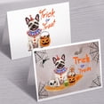 thumbnail image 3 of Trick or Treat French Bulldog Funny Mummy Cosplay Pumpkin Candy Basket 7x5in Folded Greeting Card Dog Lover Gifts Single Note Card with Envelope - 12016, 3 of 5