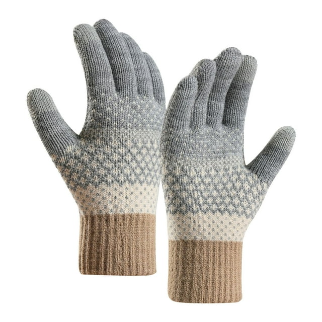 Women Winter Screen Gloves Warm Knit Gloves Elastic Cuff Winter Texting Gloves