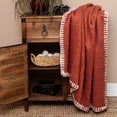 thumbnail image 4 of Parkland Collection Slubby 67x52" Solid Fabric Throw Blanket in Rust Red/White, 4 of 4