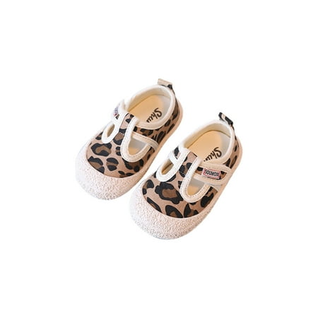 

Colisha Children Casual Shoes Comfort Flats T-Strap Canvas Sneakers Sport Fashion Walking Shoe Non-Slip Leopard Print 9C