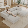 thumbnail image 2 of JERFIT 118.2 Inch Cloud Modular Sofa Couch with Removable Cushions, Feather Filled, No Assembly, Deep Seating for Living Room, Apartment, White, 2 of 9