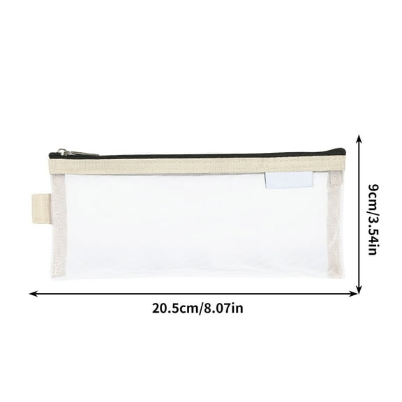 Mustard Yellow Small Transparent Mesh Pen Organizer Bag with Non-Slip Base & Ergonomic Design for Youngster Crafting Tools Storage Case