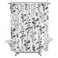 thumbnail image 2 of Farm Black Grey Leaves Shower Curtain for Bathroom Decor, Country Style Leaf Botanical Floral Waterproof Fabric Shower Curtain, 54"x78" Set with 12 Hooks, 2 of 9