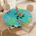 Bybiment Round Fitted Tablecloth with Elastic Edge, Floral Pattern