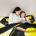 thumbnail image 5 of jejeloiu Softball Game Gaming Full Size Comforter Sets,Ball Sport Theme Bedding Sets For Boys Teens Reversible 3pcs, 5 of 8