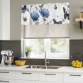 thumbnail image 4 of Blue Spring Floral Curtain Valances for Windows, Kitchen Valance Window Treatments Panel 2 Pack, Vintage Flower Butterfly Rod Pocket Short Curtains for Bathroom Bedroom 54 x 18 Inch, 4 of 8