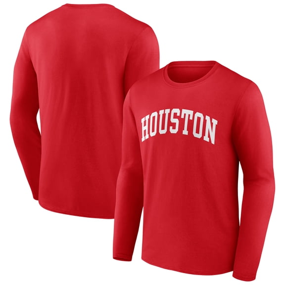 Men's Red Houston Cougars Arch Long Sleeve T-Shirt