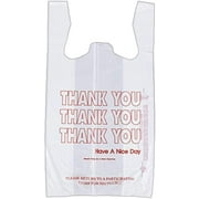 Netko Thank You Shopping Bags - Plastic Grocery Reusable White Bags | T-shirt Bags | Heavy Duty Gift Carrier Market Bags in Bulk 55 Pack