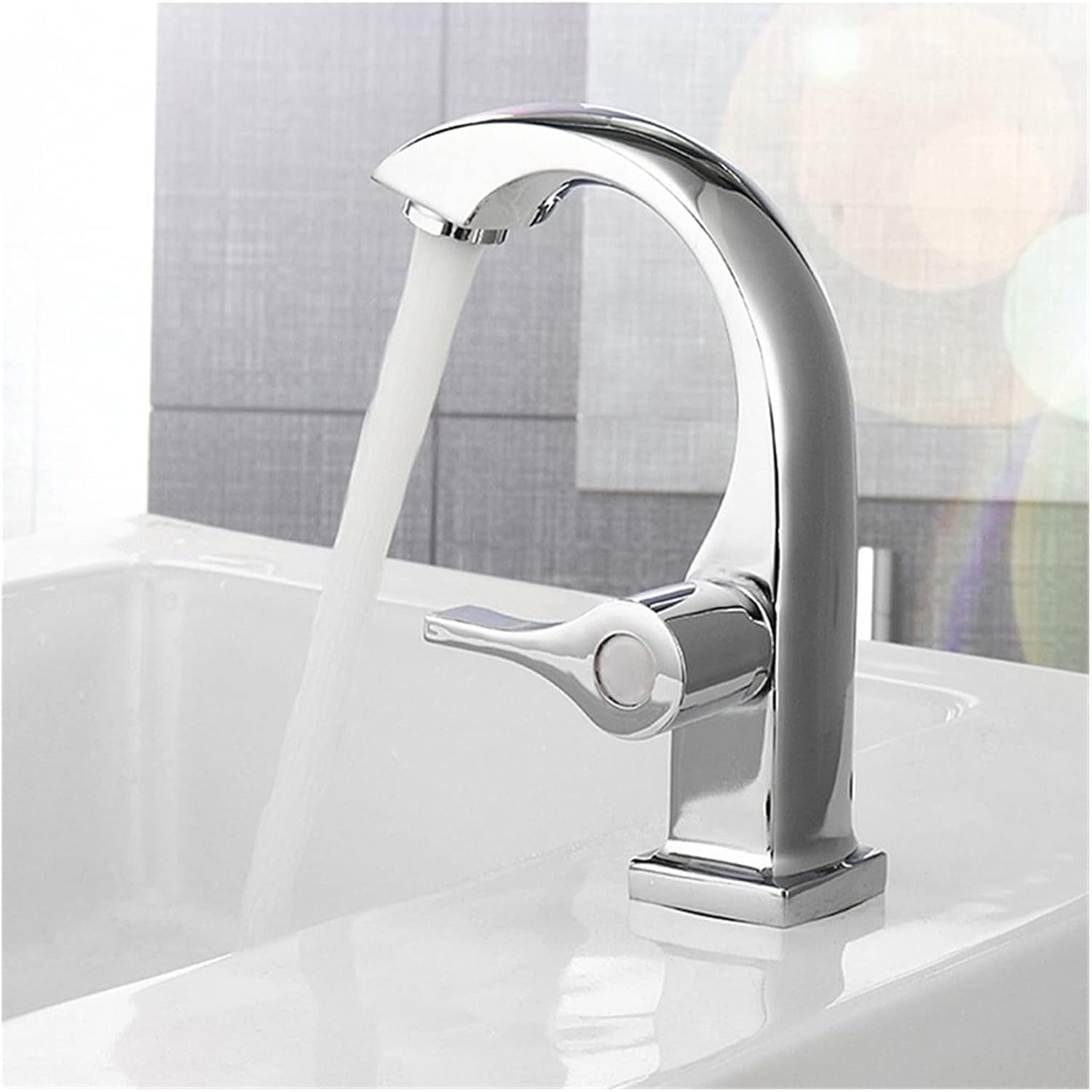 Single Cold Bathroom Basin Faucet Chrome Plated Single Handle spout Sink Bathtub Cold Water Faucet Household Garden Supplies