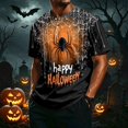 thumbnail image 2 of Halloween Shirts for Men Short Sleeve T-Shirts Pumpkin Bat All Over Pumpkin Print Novelty Spooky Holiday Tops Ginger M, 2 of 7