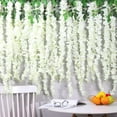 thumbnail image 3 of Artificial White Wisteria Hanging Flower 4.59Ft / 55inch Bushy Silk Wisteria Vine Garland for Wedding Party Garden Outdoor Greenery Home Wall Decor (Pack of 6), 3 of 5