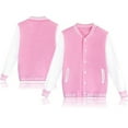 thumbnail image 3 of Generic Kids Baseball Jackets Girls Boys Jackets Casual Lightweight Sports Jacket School Jackets for Holiday Winter Party Christmas（7-8 Years Pink）, 3 of 3