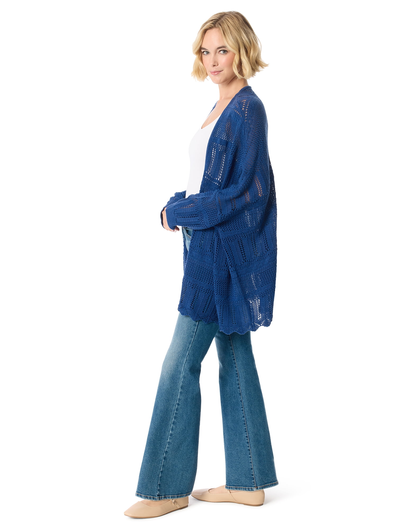 XL92年JC de Castelbajac Simpsons cardigan Jessica Simpson Women's Plus Kayla Crochet Kimono V-Neck