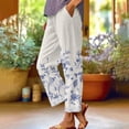 thumbnail image 2 of Casual Pants for Women Retro Printed Loose Pocket Patchwork Cotton Linen Casual Pants, 2 of 6