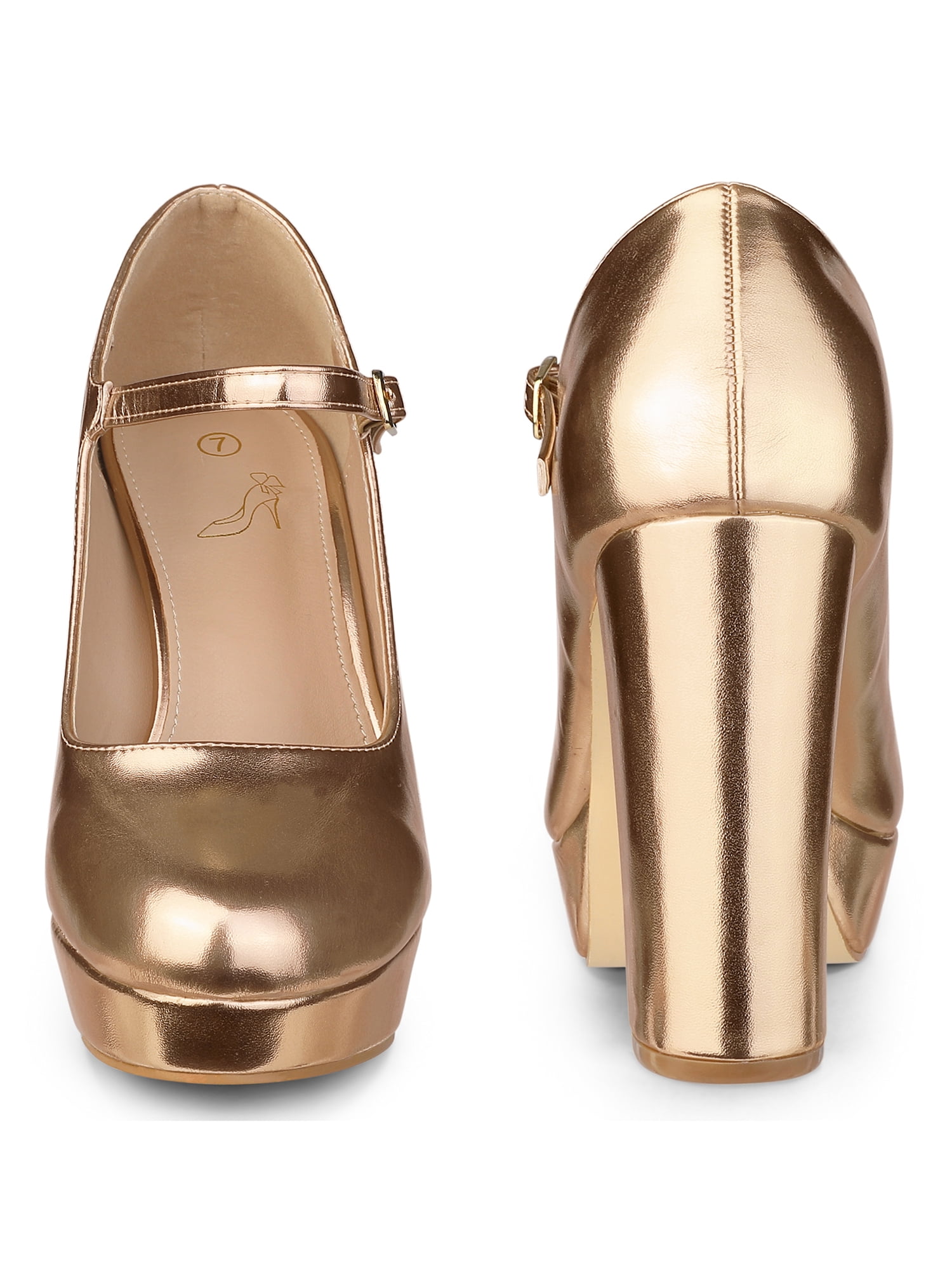 rose gold chunky heels