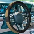 thumbnail image 3 of Deluxe Full Grain Authentic Leather Steering Wheel Cover Fits 14.5" - 15.5", 3 of 5