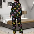 thumbnail image 7 of Kuiaobaty Colorful Dog Paw Pattern Pajamas Set for Women 2pcs Long Sleeve Button Down Sleepwear Nightwear Soft Pjs Lounge Sets Tops and Pants with Pockets, Size XS, 7 of 7