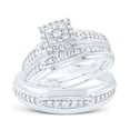 thumbnail image 3 of 10K White Gold His Hers Round Dia. Square Matching Wedding Set 1/2ctw, Women's Size: 5-10, Mens Size: 7-13, 3 of 3