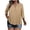 Khaki, variant on Ziynglg Plus Size Tops for Women 3/4 Length Sleeve V Neck Blouses Button Front Fashion Loose Casual Tops Solid Color Shirts