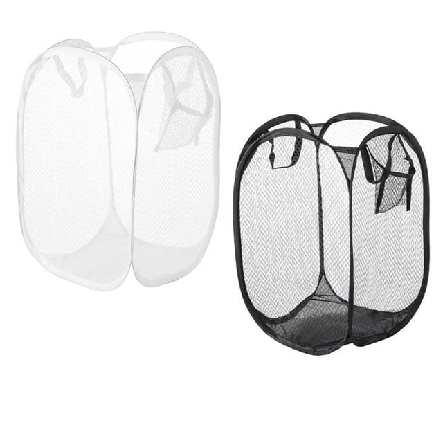 Cesto para la ropa sucia plegable. Cesto para la ropa sucia emergente de malla, con asa duradera, fácil de abrir y plegar para almacenamiento plano.