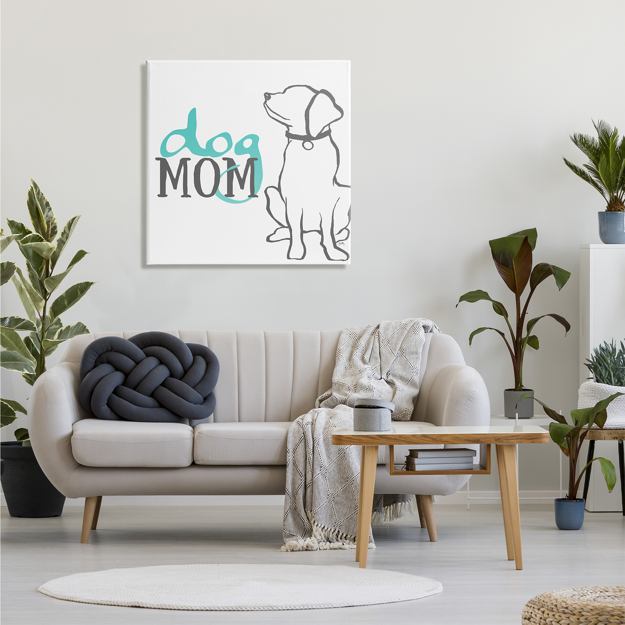 Stupell Industries Dog Mom Phrase Sitting Pet Labrador with Collar, 30 x 30, Design by Elizabeth Medley