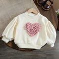thumbnail image 7 of XXWXYD Toddler Girls 3D Heart Sweatshirt Long Sleeve Pullover Top Cute Puffy Cotton Casual Valentines Day Kawaii Playwear Trendy Everyday Comfort Fit, 7 of 7