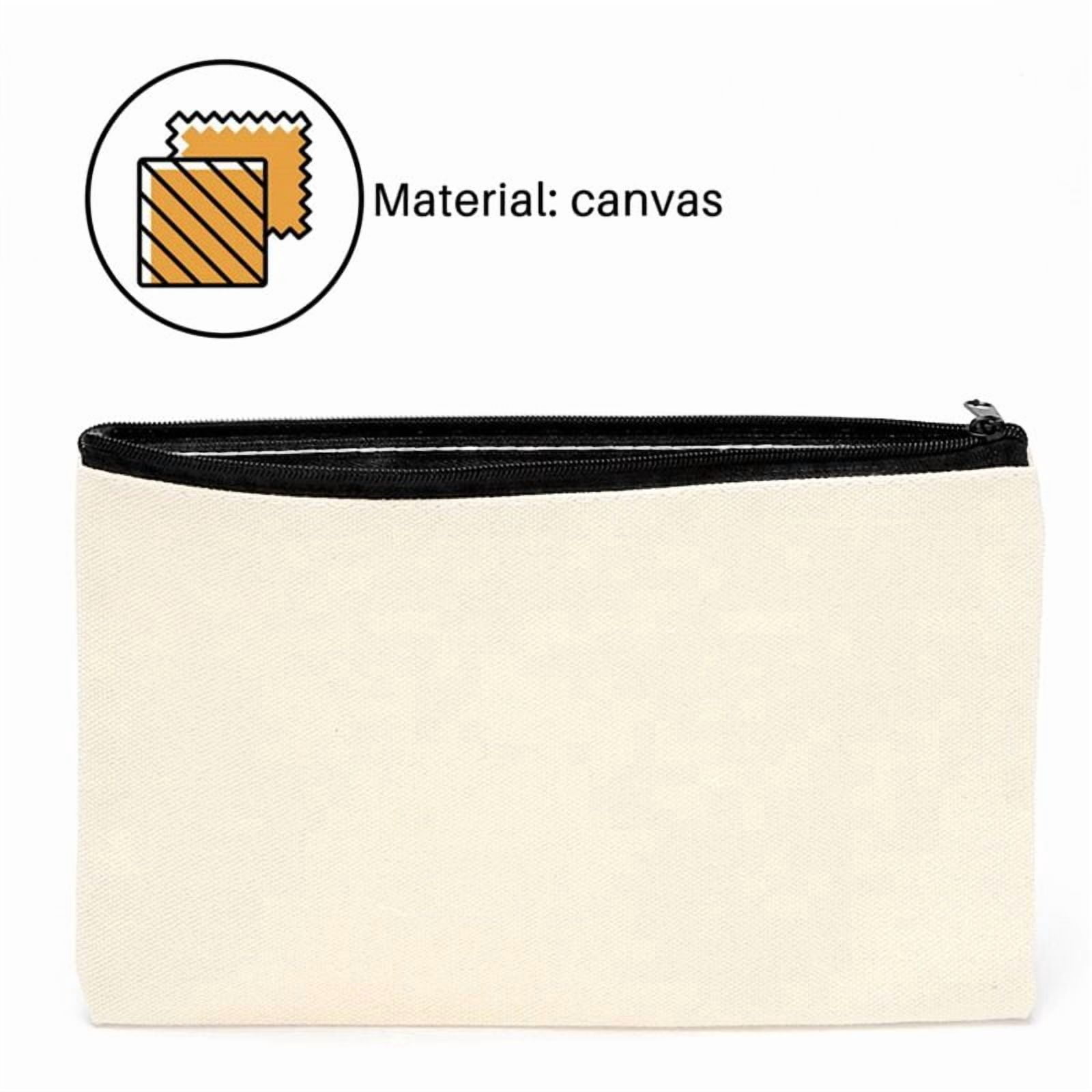 Canvas Zip Bags Canvas Pencil Pouch Canvas Makeup Bags Blank Canvas Pencil Case DIY Craft Bags Cosmetic Pouch Makeup Bag
