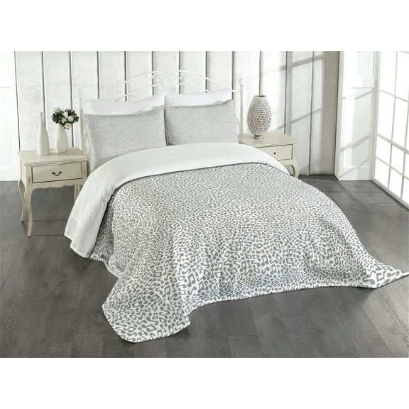 Ambesonne Music Quilted Bedspread Set 3 Pcs, Mixed Melody Monochrome, King Size, Grey White
