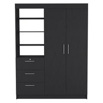 Newboti Furniture Kenya 2 Piece Bedroom Set, Armoire & Nightstand, Black 41171