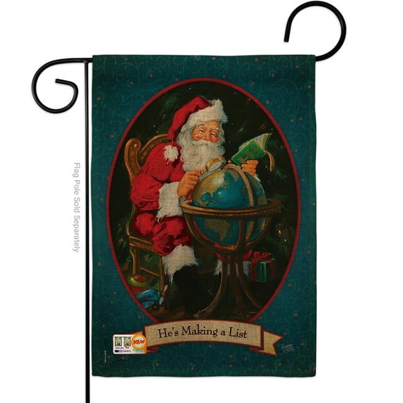 13 x 18,5 Po. Il Fait une Liste Toile de Jute Hiver Impressions de Noël Décoratif Vertical Double Face Drapeau de Jardin
