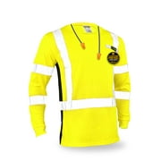 KwikSafety (Charlotte, NC) OPERATOR Long Sleeve Safety Shirt (w/ POCKET & Solid Reflective Tape) Class 3 ANSI OSHA Custom High Visibility Construction Security Hi Viz Clothing Gear Men | Yellow Small