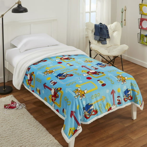 Sonic the Hedgehog Kids Blanket, Twin/Full, Gaming Bedding, Plush with