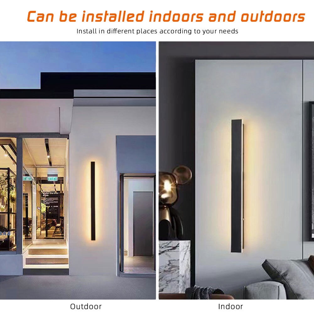 Outdoor Modern Wall Light LED Wall Sconce Fixture Rectangular Black Wall lamp Elegant Frosted IP65 Anti Rust for Proch Background Wall,1 Pack