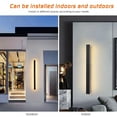 thumbnail image 6 of Long LED Wall Light Modern Strip Wall Light Fixture Stainless Steel Exterior Waterproof Wall Lamp Sconce for Outdoor House Garden Porch Patio Deck, 6 of 11