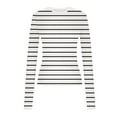 thumbnail image 6 of Taqqpue Women's Long Sleeve Shirts Casual Striped Print Crew Neck Crop Tops Basic Going Out Slim Fit Tight Y2K Blouse Tops, 6 of 7