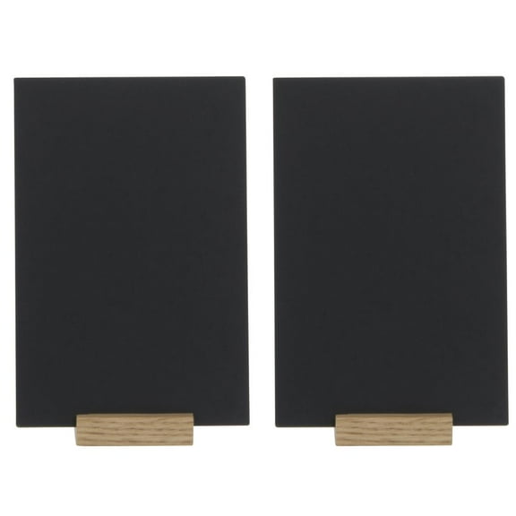 HUBERT® Black Sign with Wooden Base - 4"L x 6"H