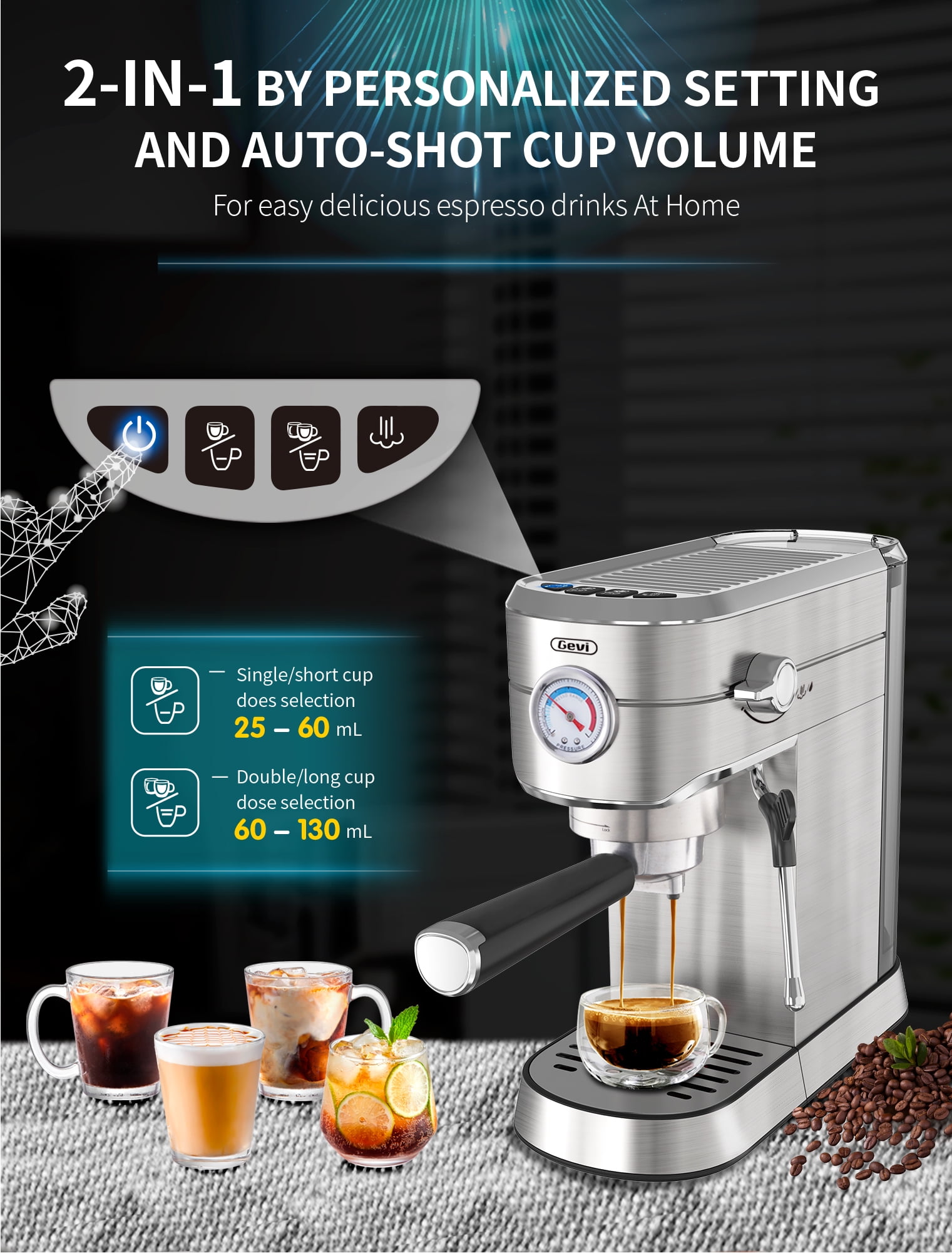 Flyseago Electric Coffee Grinder Flat Burr Grinder Coffee 19 Settings &  Digital Timer Display Commercial Espresso Coffee Grinders with Large 35 oz