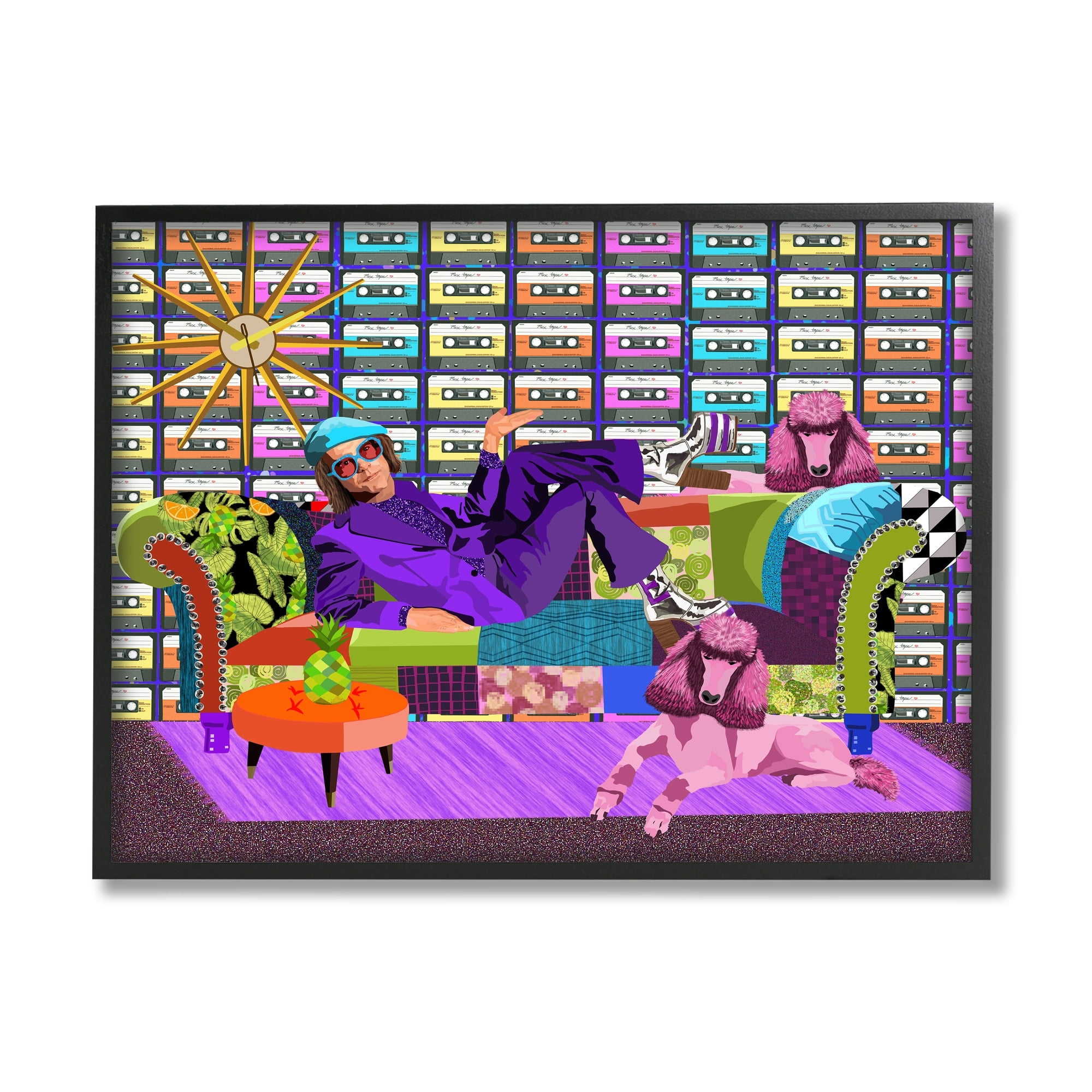Stupell Industries Pop Style Bold Pattern Elton Dog Patchwork Couch , 20 x 16, Design by Lynnda Rakos