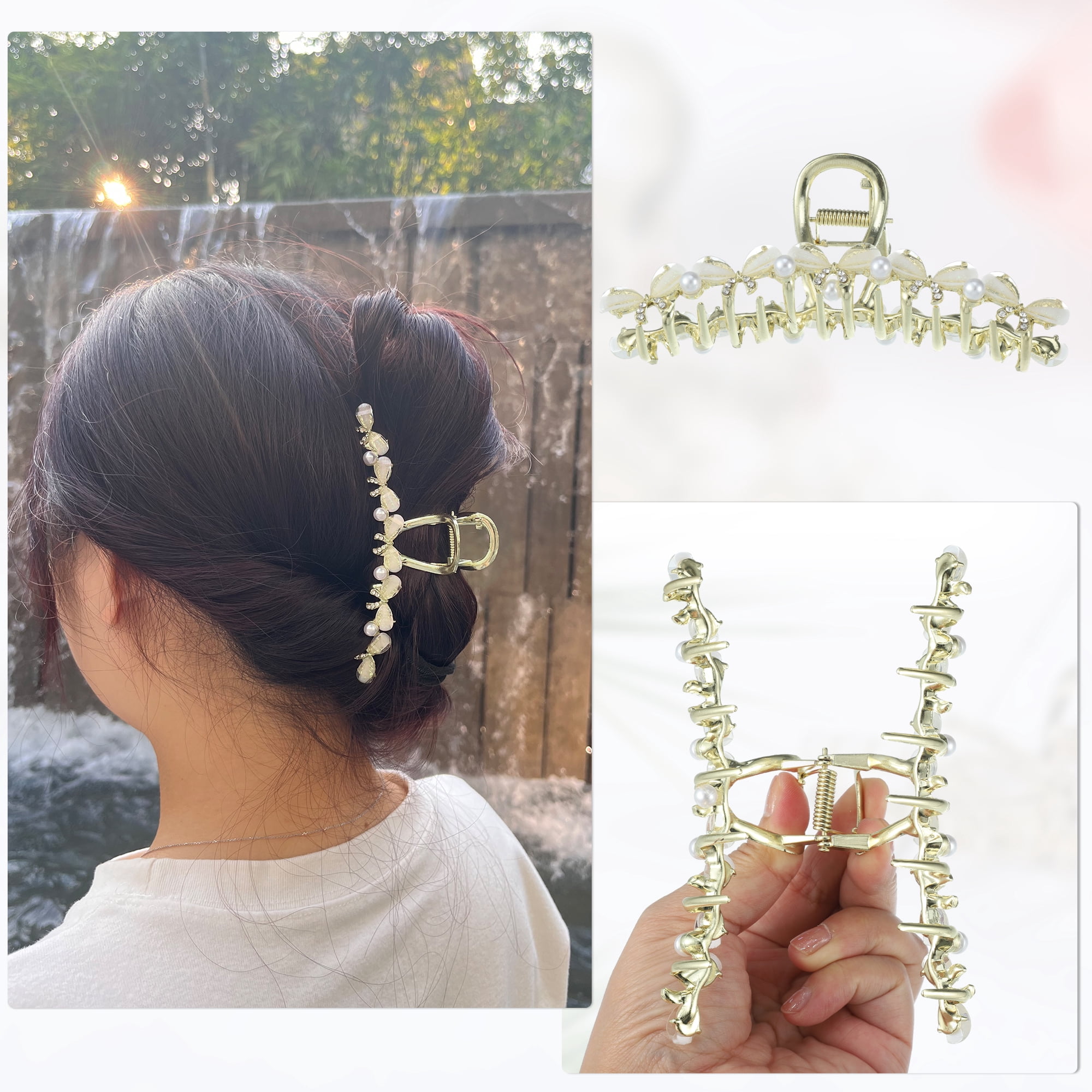 Unique Bargains Classic Faux Crystal Bling Bow Tie Hair Clip for Women and Girls