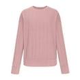 thumbnail image 4 of AXXD Pink Basic Crewneck Sweatshirts Women Summer 2024 Loose Trendy Button V-Neck Long Sleeve Casual T-shirt Top Solid Blouse, 4 of 6