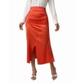 thumbnail image 2 of Skirt for Women High Waist Silk Satin Skirts Zipper Fishtail Hip Skirt Orange Color M, 2 of 7