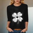 thumbnail image 2 of felwors Saint Patricks Day for Women Lucky Shamrock 3/4 Sleeve Shirt Funny Irish Graphic Tee Spring Party Tops (Black, S), 2 of 8