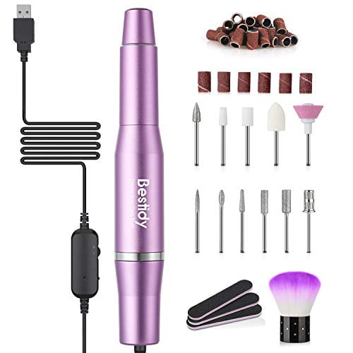 Bestidy Electric Nail Drill Kit,2020 Upgraded Professional Nail File Portable Manicure Pedicure Drill Kit for Acrylic Nails with Manicure Pedicure Brush,Sanding Band,Nail Drill Bits Set(Purple) Images Bestidy Electric Nail Drill Kit,2020 Upgraded Professional Nail File Portable Manicure Pedicure Drill Kit for Acrylic Nails with Manicure Pedicure Brush,Sanding Band,Nail Drill Bits Set(Purple)