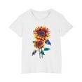 thumbnail image 2 of piuwrlz Summer Short Tops Sleeve Shirts for Girls Printed Tops Cotton Undershirts White Size 9 Years, 2 of 5