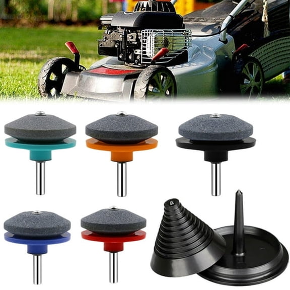 EXLEAF Lawn Mower Blade Sharpener and Balancer Set, Universal Rotary Blade Whetstone for Power Drill, Adjustable Blade Balancing Tool for Garden Equipment Maintenance